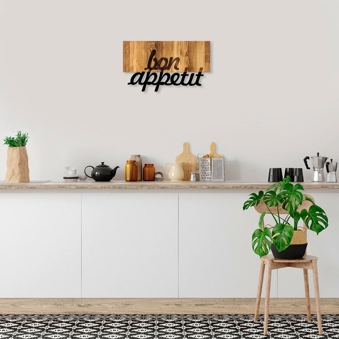 Wallity MA-309 Accesorio de Pared Decorativa de Madera y Metal Nogal y Negro